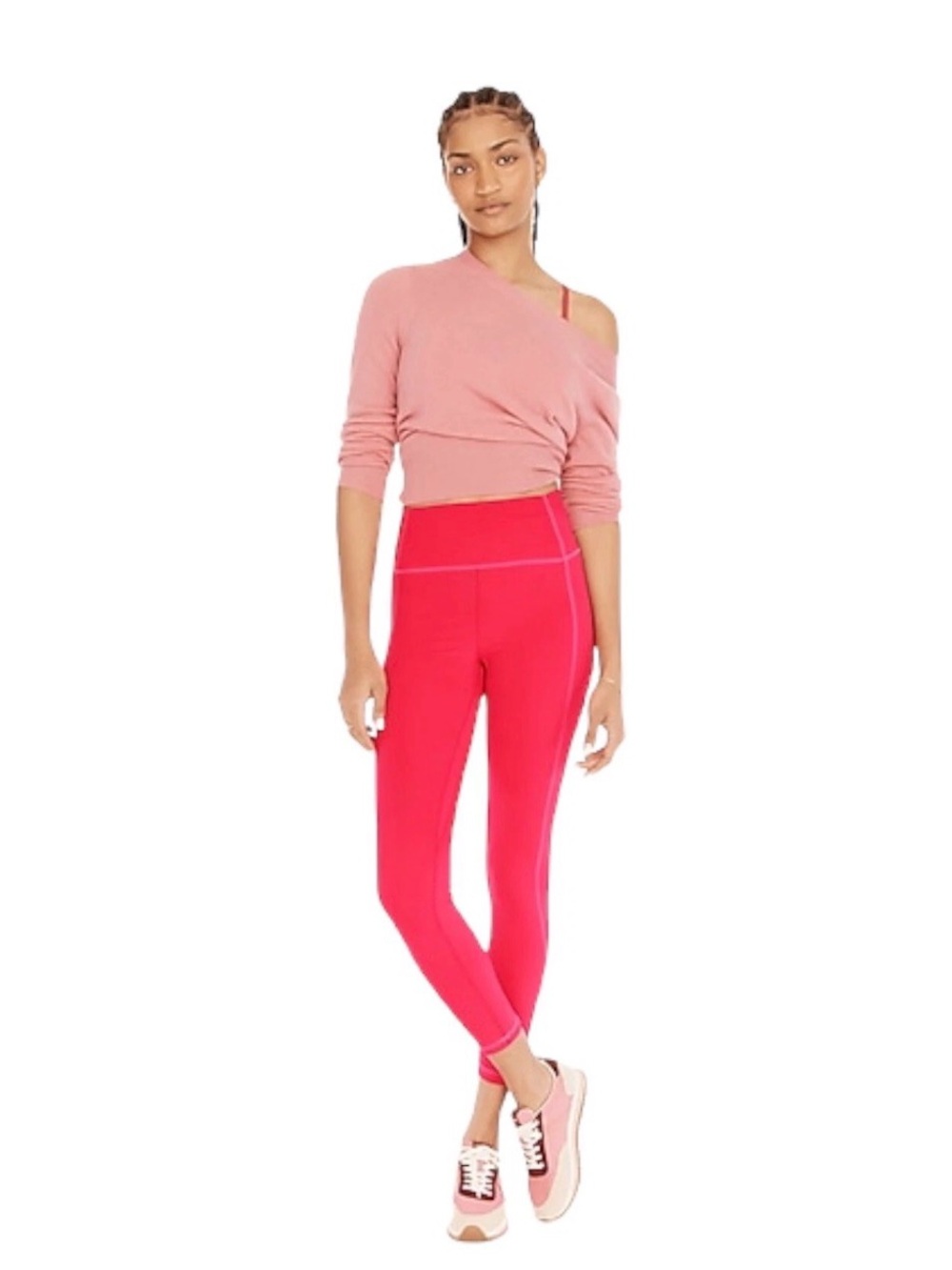 J. Crew High Rise Hot Pink Hibiscus Cloud Stretch Gym Leggings Size Large